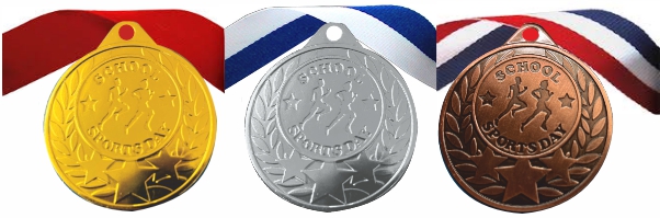 50mm Sports Day Medals Lowest Price With Free Ribbons Attached from £0.76 excVAT